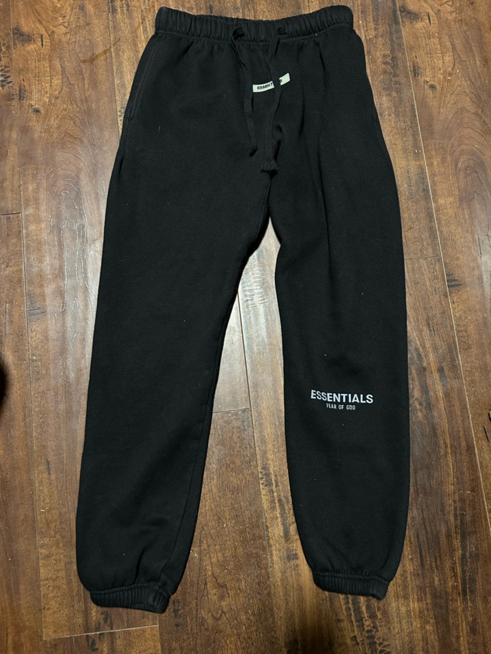Essentials Black Fleece Joggers with Logo
